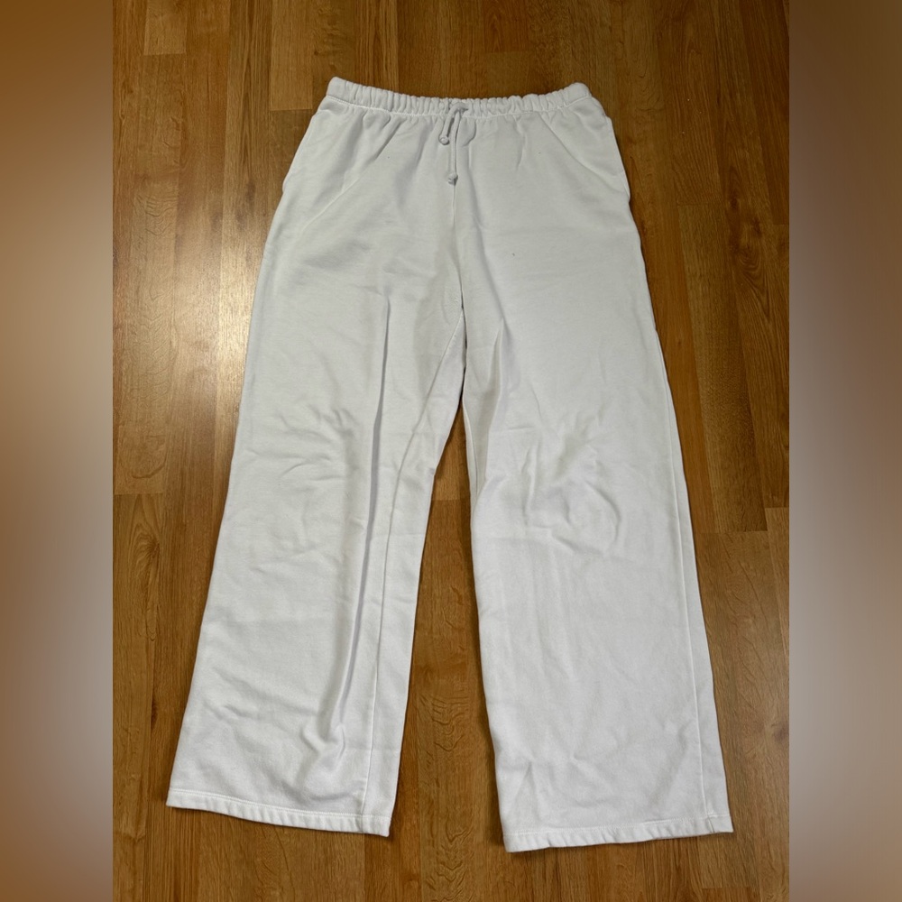 White H&M DIVIDED Straight Leg Sweatpants
